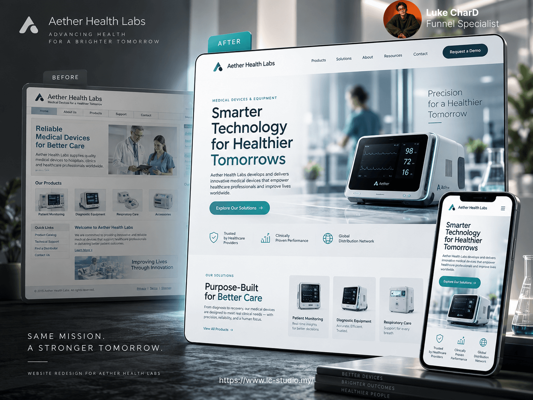 Aether Health Labs before and after website redesign