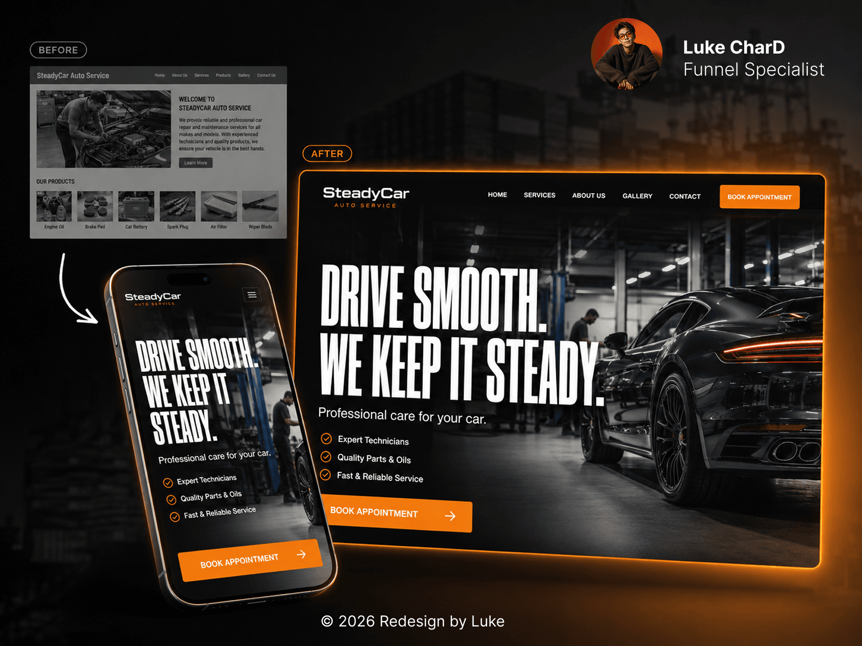 SteadyCar before and after website redesign