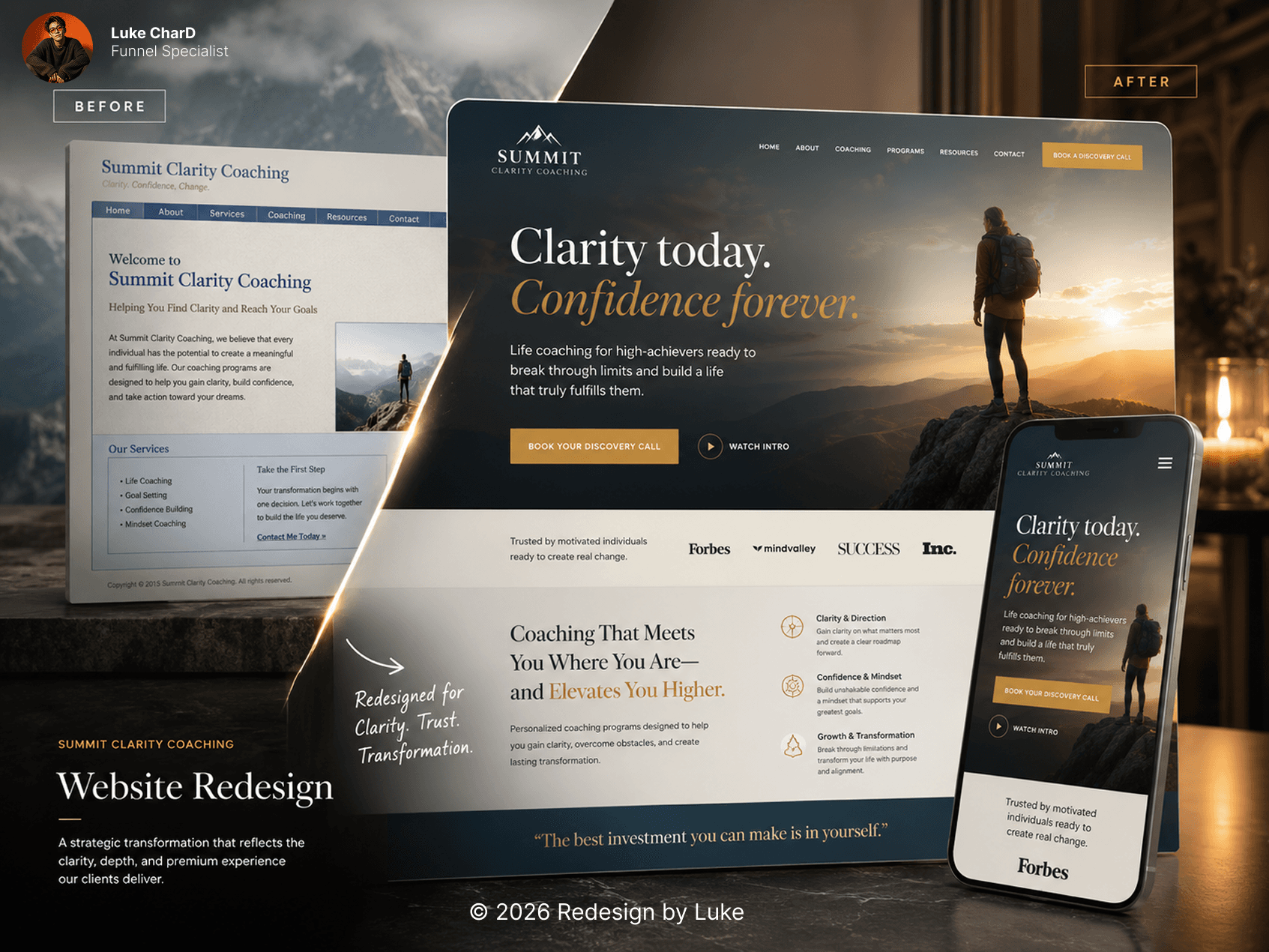 Summit Clarity before and after website redesign