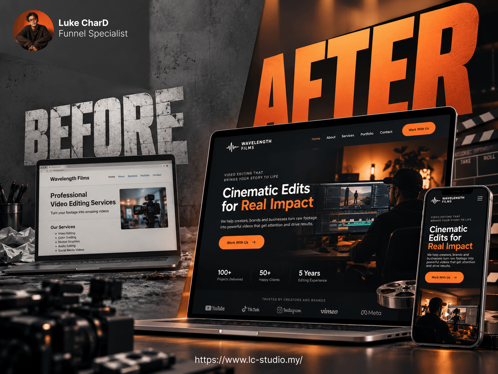 WaveLength Films before and after website redesign