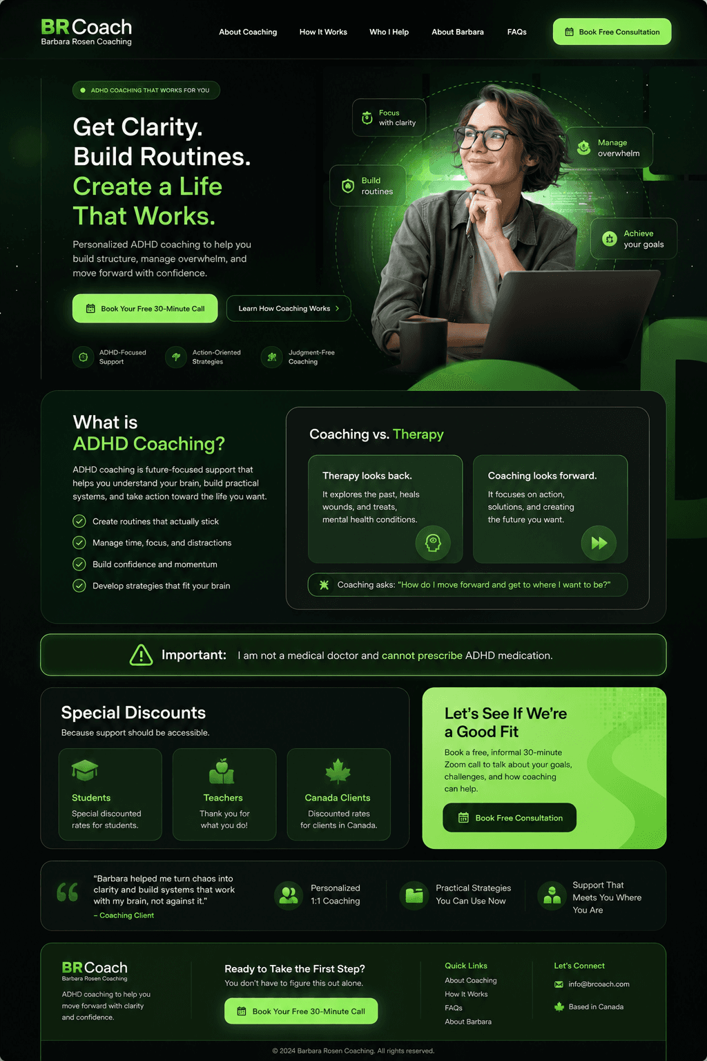BR Coach website portfolio screenshot