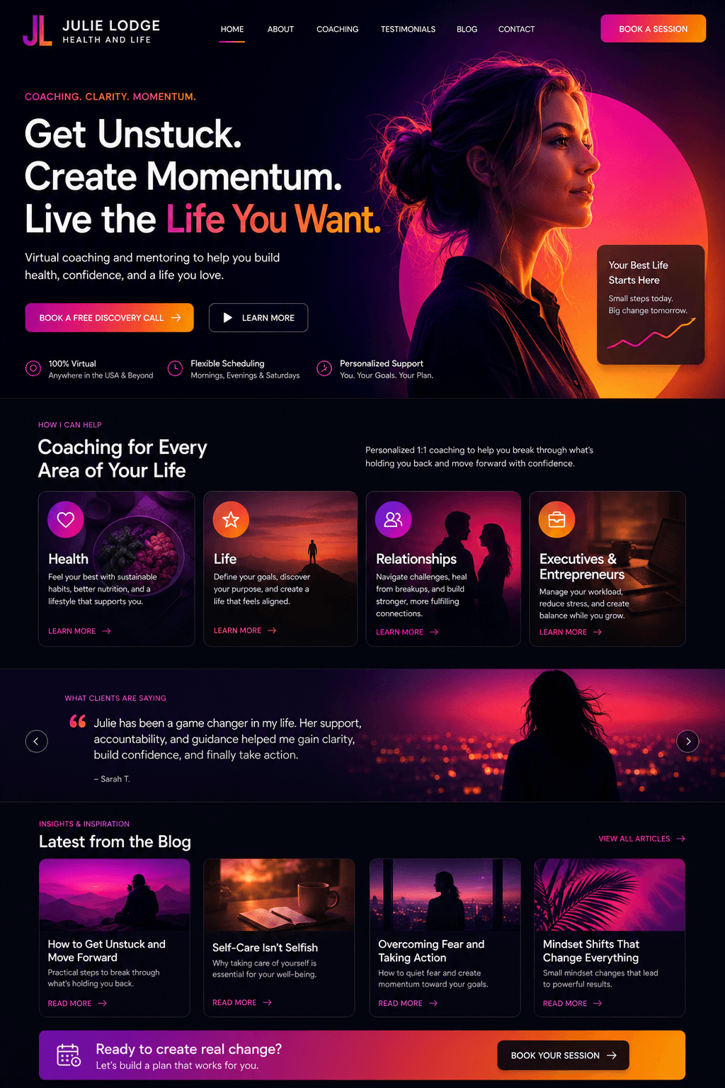 Julie Lodge website portfolio screenshot
