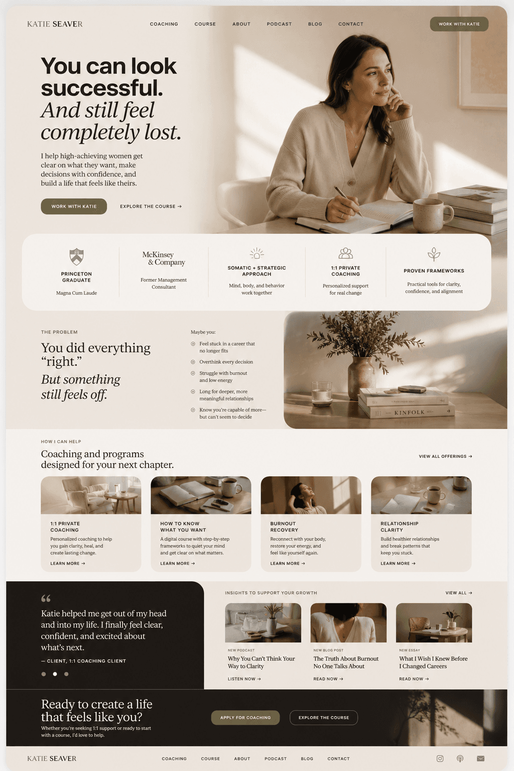 Katie Seaver website portfolio screenshot