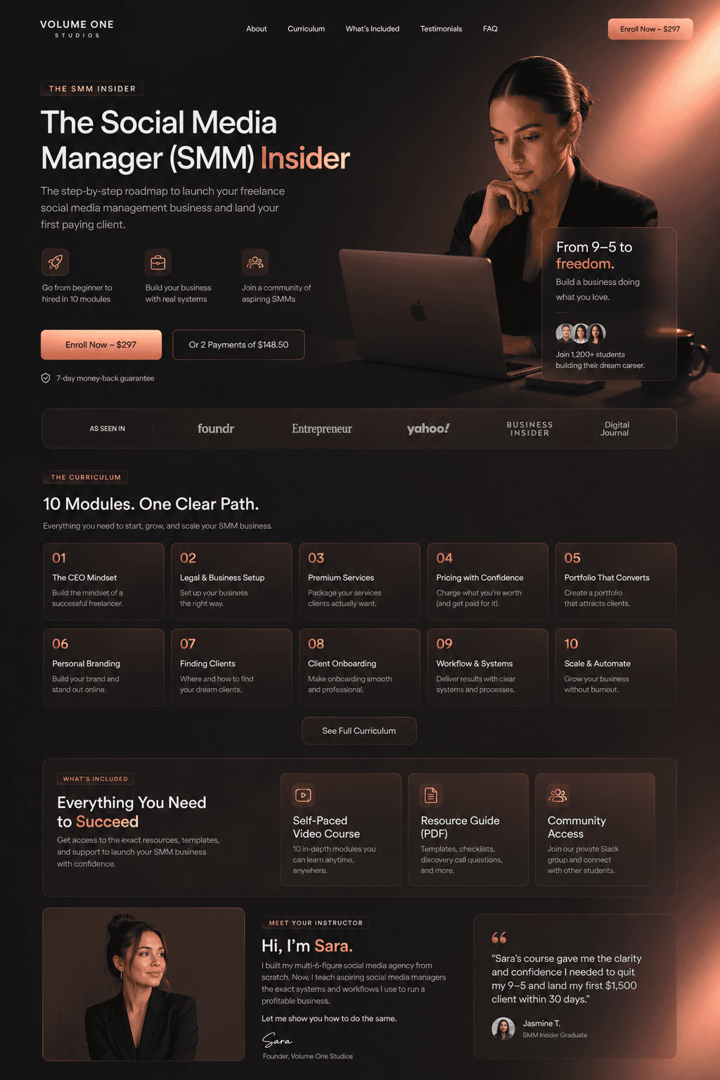 Volume One website portfolio screenshot